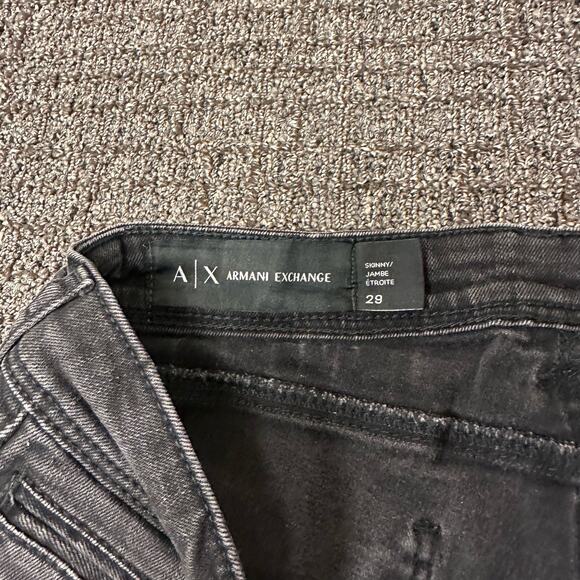 Armani Exchange Skinny‎ Jeans Womens Size 29 Black Distressed See Details - Picture 4 of 8